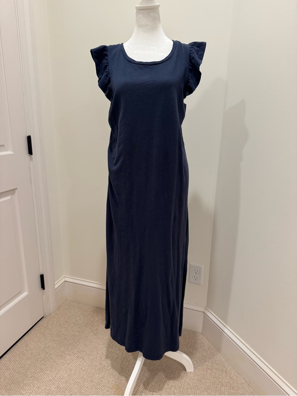 Z Supply Navy Ruffle Sleeve Maxi Dress